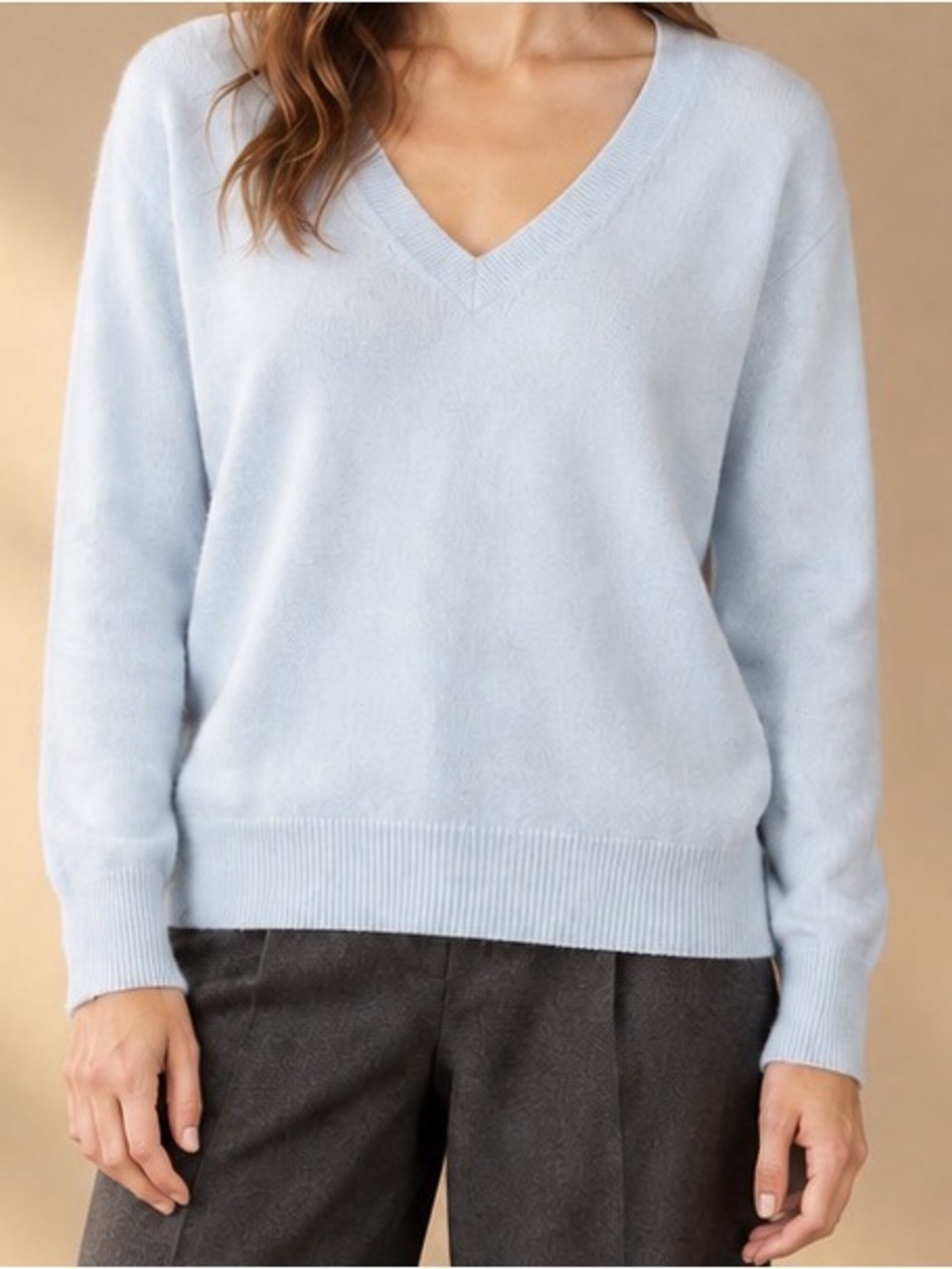 Vince 100% Cashmere V-Neck Sweater Light Blue Women’s M Relaxed Fit